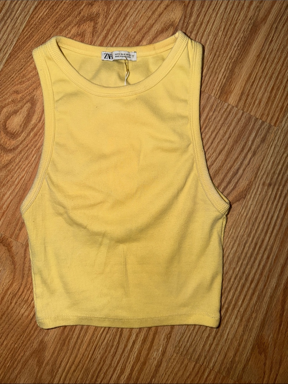 Zara Yellow Ribbed Tank Top